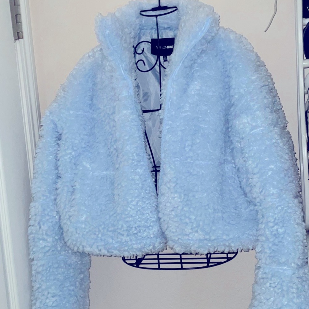 Fashion Nova Light Blue Puffer Jacket